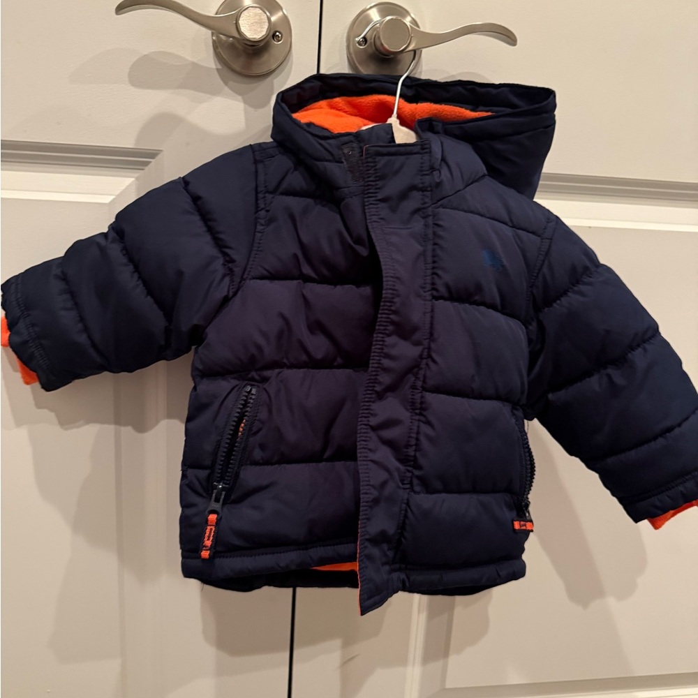 Old Navy Kids Navy and Orange Puffer Jacket